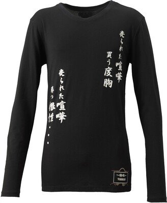 Tokkou Japanese Cotton Unisex Type A Print Long-Sleeved T-Shirt In Black