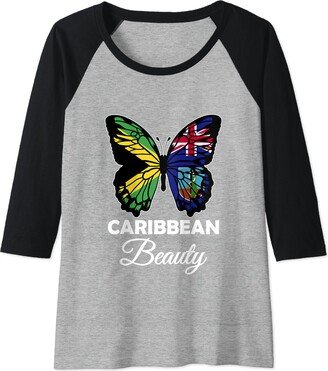 Montserrat and Jamaica Mix Caribbean Beauty Jamaica & Montserrat Jamaican Montserratian Raglan Baseball Tee