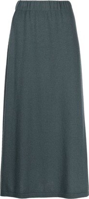 High-Waisted Wool-Silk Midi Skirt