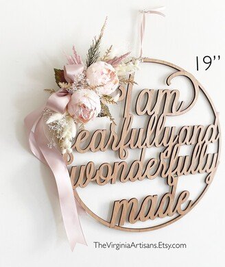 19 I Am Fearfully & Wonderfully Made Wreath, Baby Shower Floral Backdrop, Wreath For