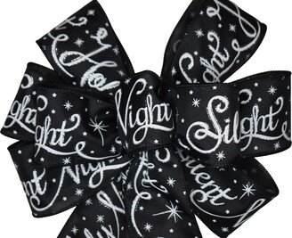 Silent Night, Holy Night Black & White Christmas Wired Wreath Bow