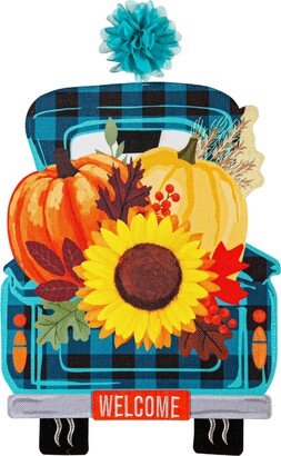 Fall Plaid Truck LED Window Decor