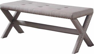 Best Master Furniture Sasha Linen Blend Accent Bench with Nailhead Trim