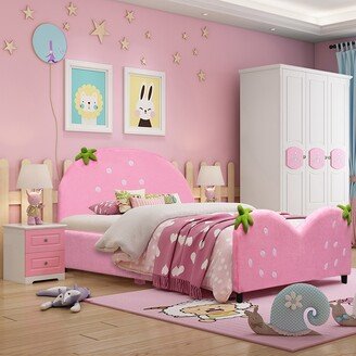 Kids Children Upholstered Platform Toddler Bed Bedroom