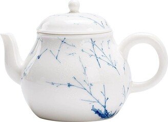 Oriarm Porcelain Kung Fu Teapot Pear Shape, Chinese With Heap Wire Drawing Hand Painted Plum Blossom