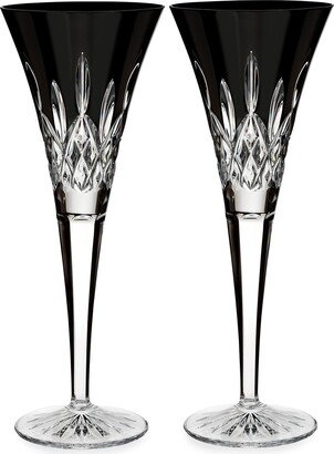 Waterford Crystal Lismore Black Flute Glasses, Set of 2