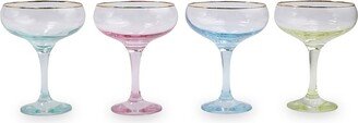 Rainbow 4-Piece Assorted Coupe Champagne Glass Set