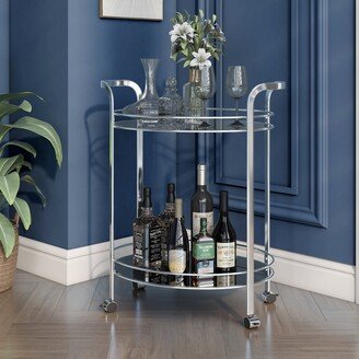 O'Fredericks Contemporary Chrome Metal 2-Shelf Serving Cart by Silver Orchid