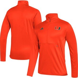 Men's Orange Miami Hurricanes 2023 Sideline Aeroready Half-Zip Top