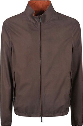 High-Neck Zipped Plain Bomber Jacket