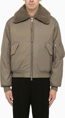 Taupe nylon bomber jacket