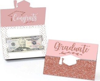 Big Dot of Happiness Rose Gold Grad - Graduation Party Money and Gift Card Holders - Set of 8