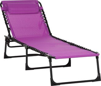 Outdoor Folding Chaise Lounge Chair Portable Lightweight Reclining Garden Sun Lounger with 4-Position Adjustable Backrest for Patio, Deck, an-AC