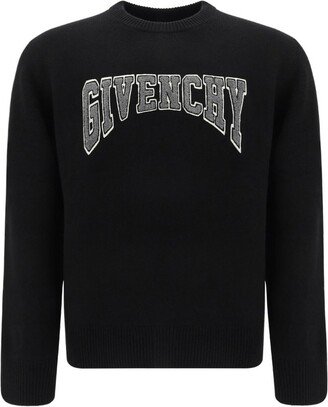 Flocked Logo Crewneck Knitted Jumper