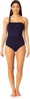 Ring Strap Asymmetric One-Piece (Navy) Women's Swimsuits One Piece