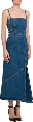 Side Slit Denim Maxi Dress