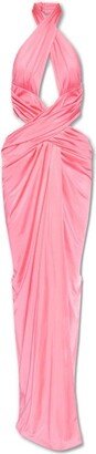 Halterneck Ruched Maxi Dress