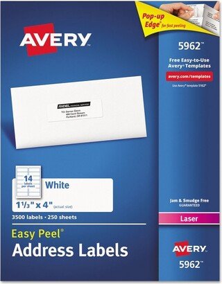 Easy Peel Mailing Address Labels Laser 1 1/3 x 4 White 3500/Box 5962