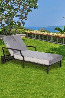 100% Turkish Cotton Anchor Embroidered Standard Size Chaise Lounge Cover - Grey