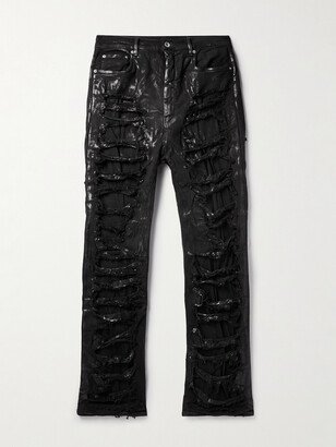 Geth Slim-Fit Straight-Leg Distressed Metallic Jeans