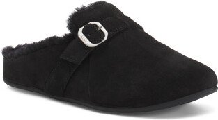 Suede Shearling Lined Slides for Women