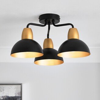 Dunelm Haus 3 Light Semi Flush Ceiling Fitting Black/Gold