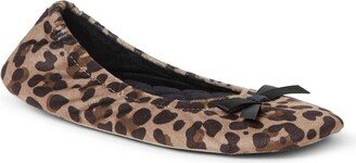 Women's Layla Ballerina Slipper Genuine Suede Outsole Ballet Flat - Leopard Size M