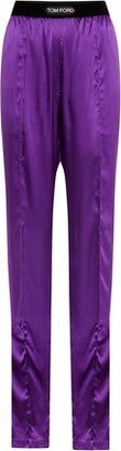 Logo Silk Satin Pajama pants-AA