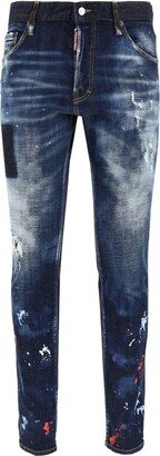 Logo Patch Stained-Effect Jeans