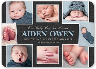 Birth Announcements: Favorite Collage Boy Birth Announcement, Grey, Standard Smooth Cardstock, Rounded