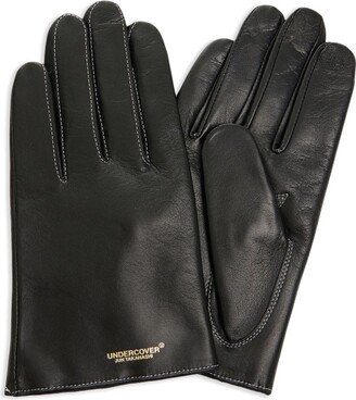 Logo-Debossed Leather Gloves-AD