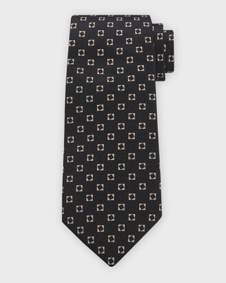 Men's Square Patterned Silk Crepe Tie