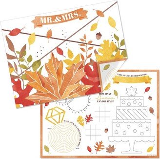 Big Dot of Happiness Fall Foliage Bride - Paper Autumn Leaves Bridal Shower and Wedding Party Coloring Sheets - Activity Placemats - Set of 16