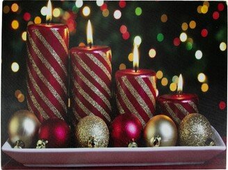 Northlight LED Lighted Red and Gold Christmas Candles Display Canvas Wall Art 11.75