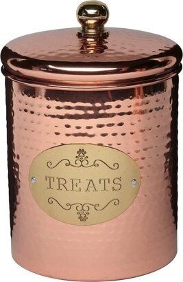 Amici Pet Copper Spaniel Treats Canister Decorative Hand Made Hammered Finish Metal Storage Container, Capacity (Medium)