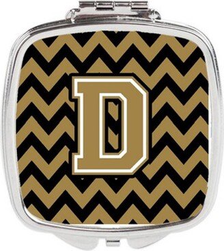 CJ1050-DSCM Letter D Chevron Black & Gold Compact Mirror, 3 x 0.3 x 2.75 in.