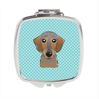 BB1171SCM Checkerboard Blue Wirehaired Dachshund Compact Mirror, 2.75 x 3 x .3 In.