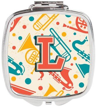 CJ2001-LSCM Letter L Retro Teal Orange Musical Instruments Initial Compact Mirror