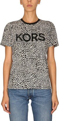 Leopard-Printed Crewneck T-Shirt