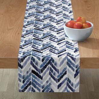 Table Runners: Tropical Ikat - Indigo Table Runner, 108X16, Blue