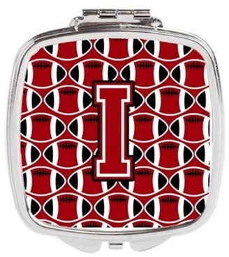 CJ1073-ISCM Letter I Football Red, Black & White Compact Mirror