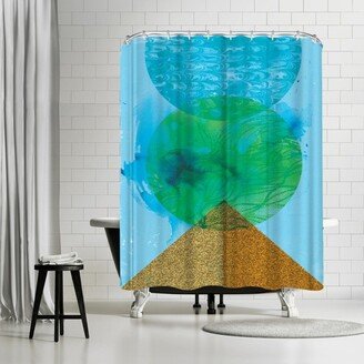 71 x 74 Shower Curtain, Golden Green by Paula Mills