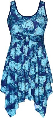 DANIFY Women's Plus Size Swim Dress Tummy Control Swimdress Cover Up Swimwear Retro Skirted Swimsuit One Piece Bathing Suit-AA