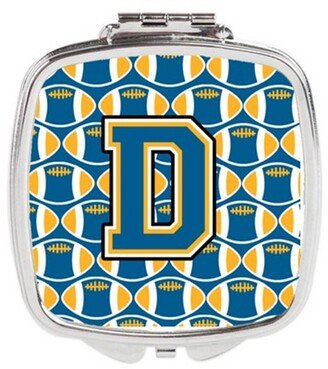 CJ1077-DSCM Letter D Football Blue & Gold Compact Mirror, 3 x 0.3 x 2.75 in.