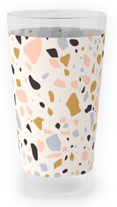 Outdoor Pint Glasses: Terrazzo Coral - Gold Outdoor Pint Glass, Beige