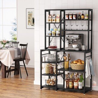 LEE Furniture 6 Tier Kitchen Bakers Rack w/ Hutch Organizer 10 Hooks Rack-AA