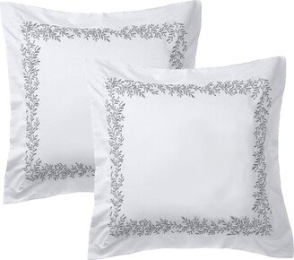 Floral Vine Embroidery Set Of 2 Euro Shams