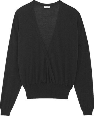 wrap-style V-neck jumper