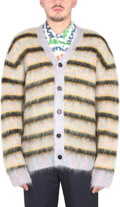 V-Neck Striped Cardigan-AC