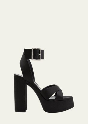 Bianca Satin Buckle Platform Sandals